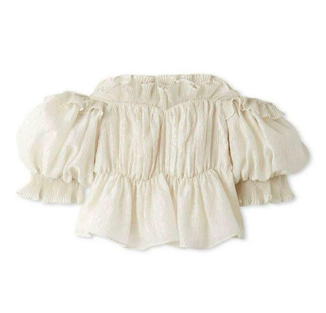 SNIDE スナイデル ジャガードボリュームギャザーオフショルブラウス