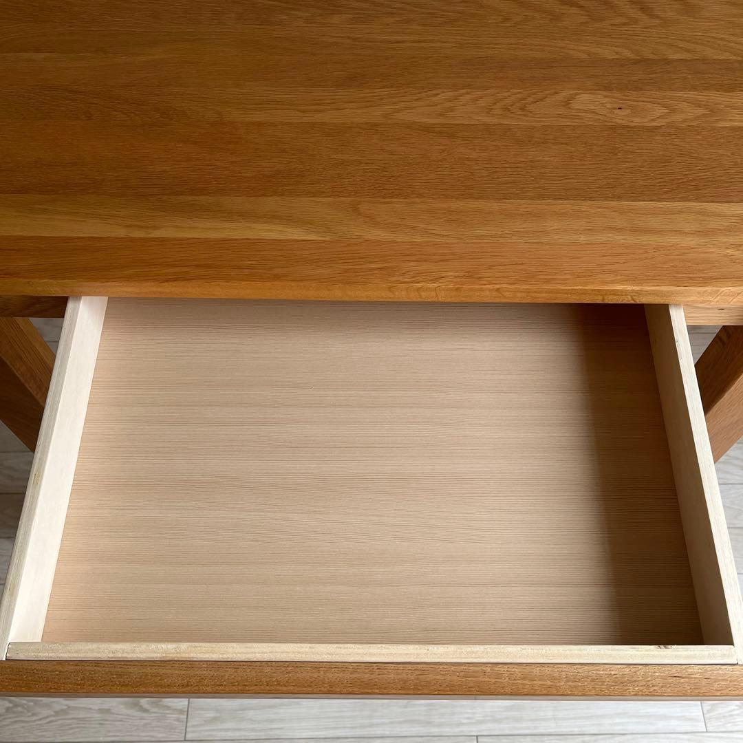 無印良品　木製テーブル（引出付）　オーク材　80cm