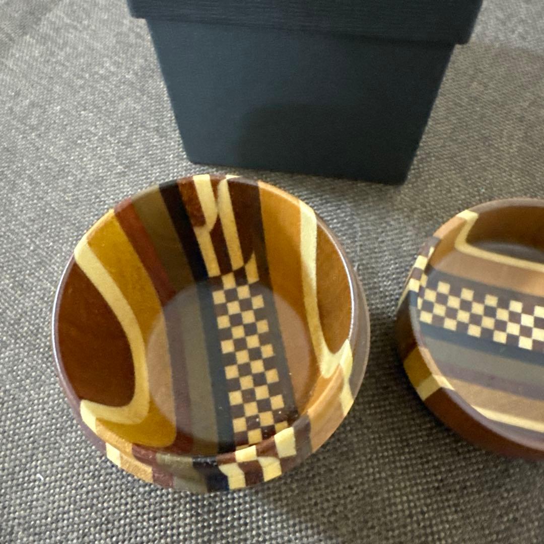 【茶道具】【棗なつめ】箱根寄木細工中棗露木工房作（紙箱）箱根にて2年前購入