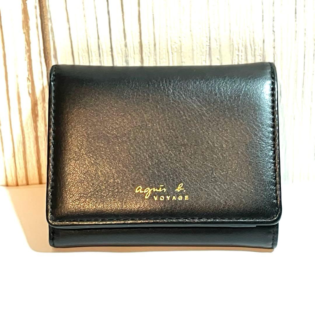 か*め様 agnès b. VOYAGE ブラック三つ折り財布　アニエスベー