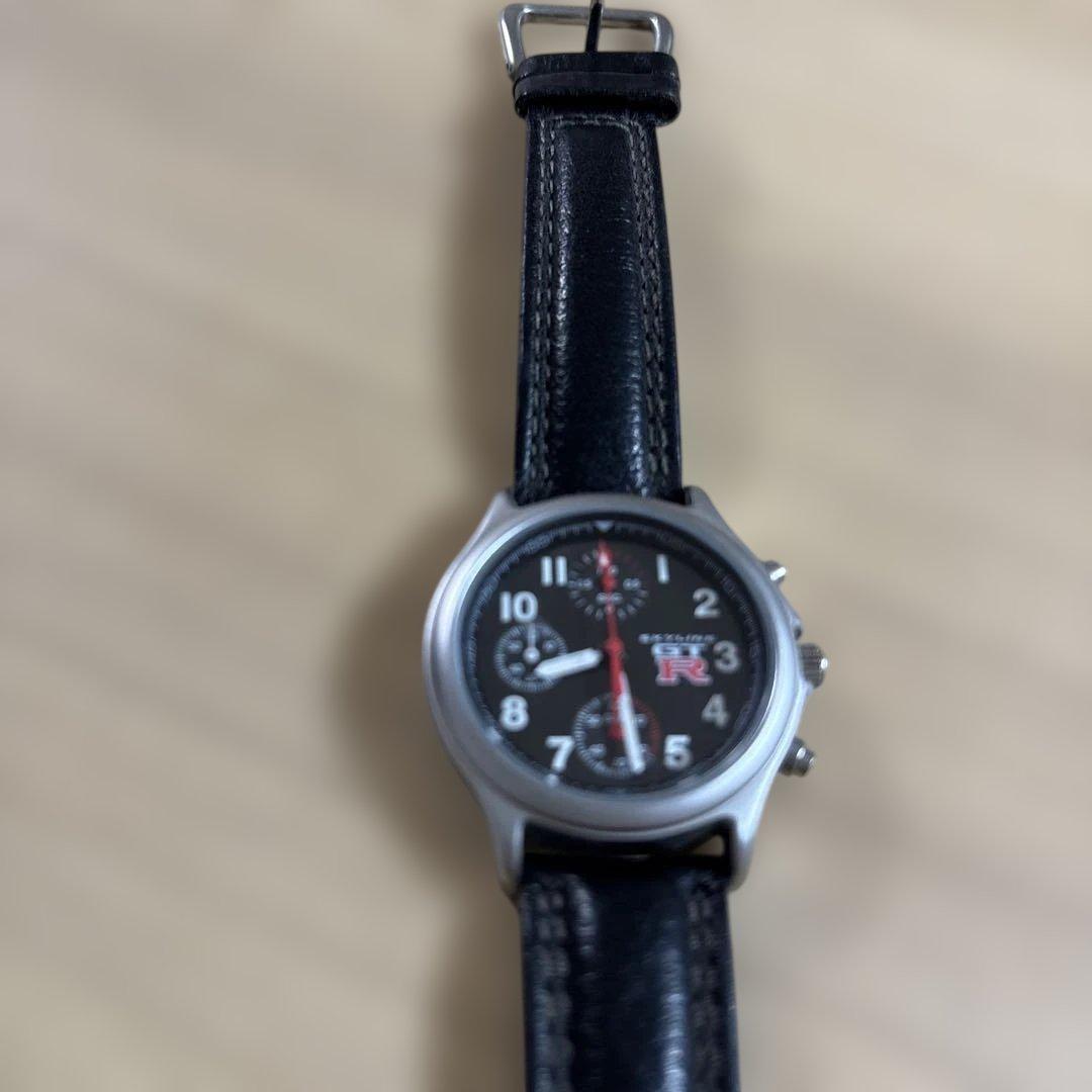 Nissan GTRクロノグラフ ブラックレザー腕時計