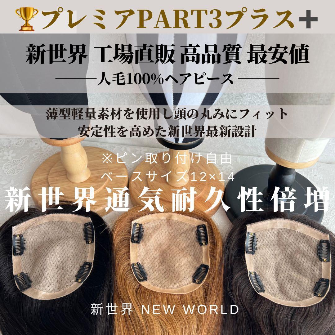 2024新世界　人毛100%　ウィッグ　ヘアピース　シルクスキン　部分ウィッグ