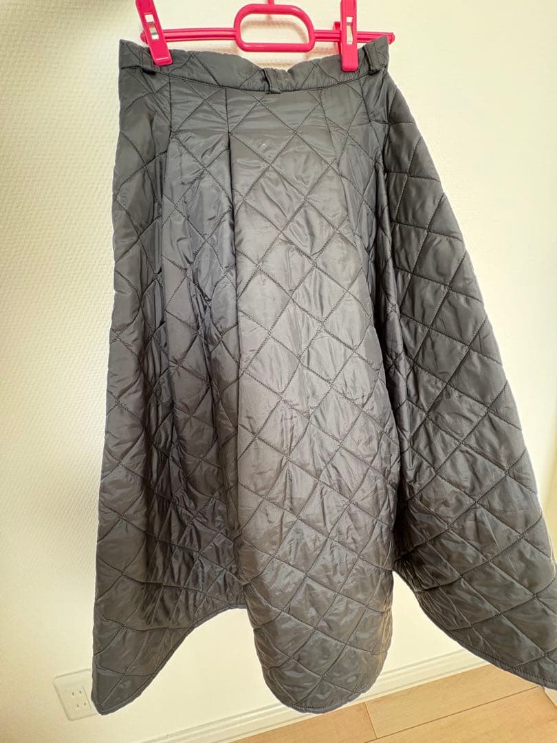 美品　LAVENHAM キルティング フレアロングスカート グレー