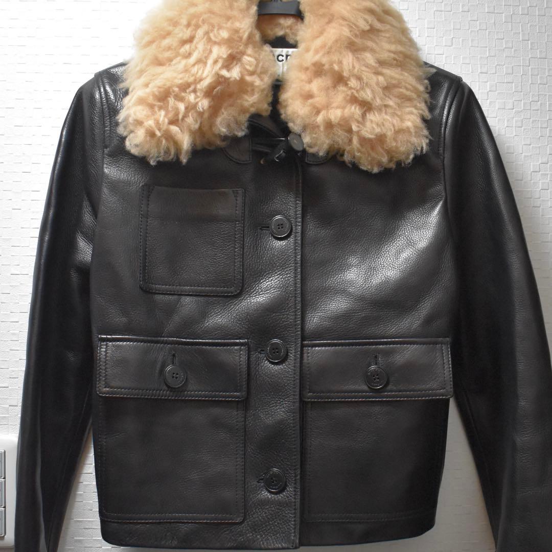 Acne Studios 牛革羊毛シアリングトリムレザージャケット 36