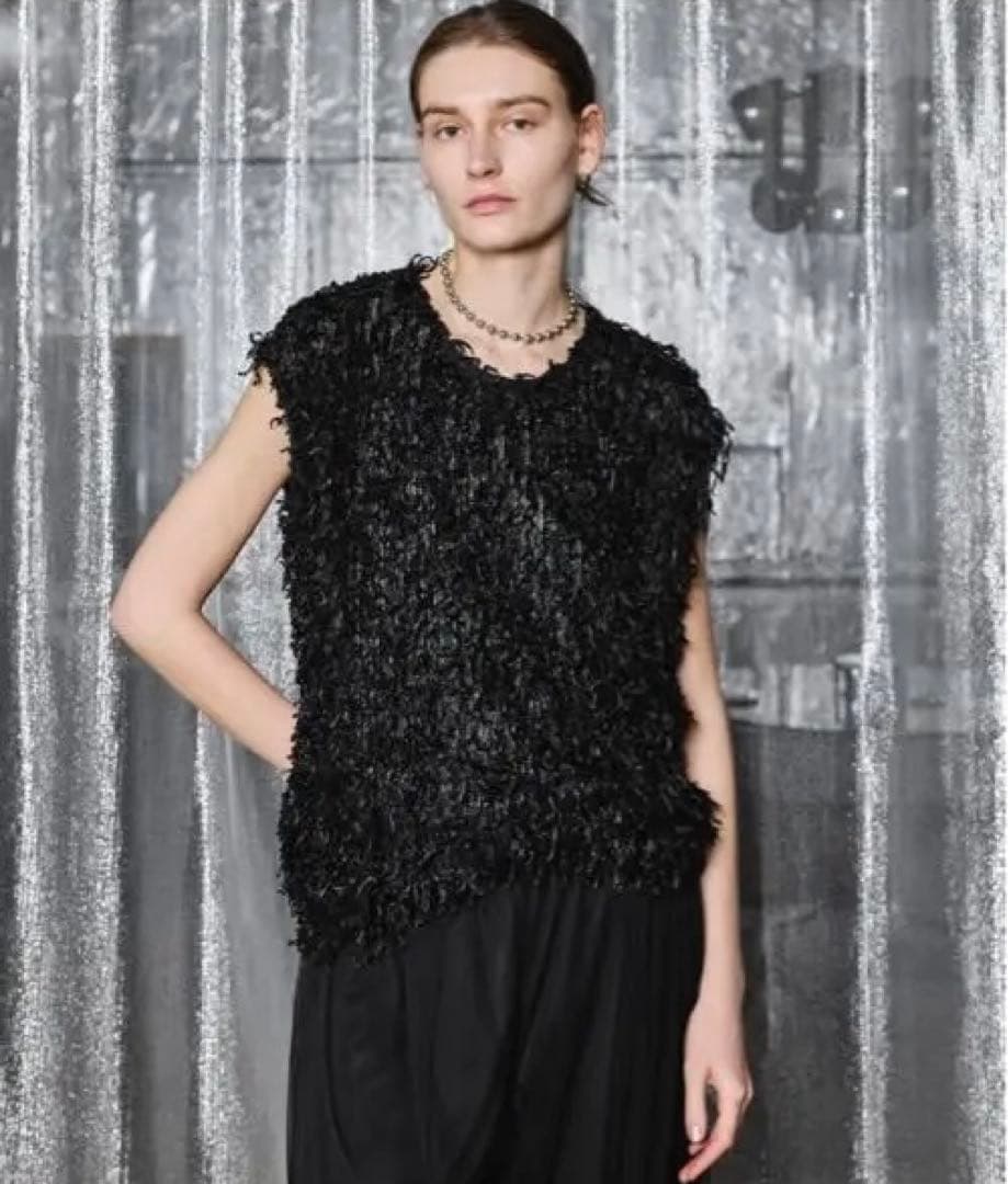 トップス seyto Jacquard fringe sleeveless tops