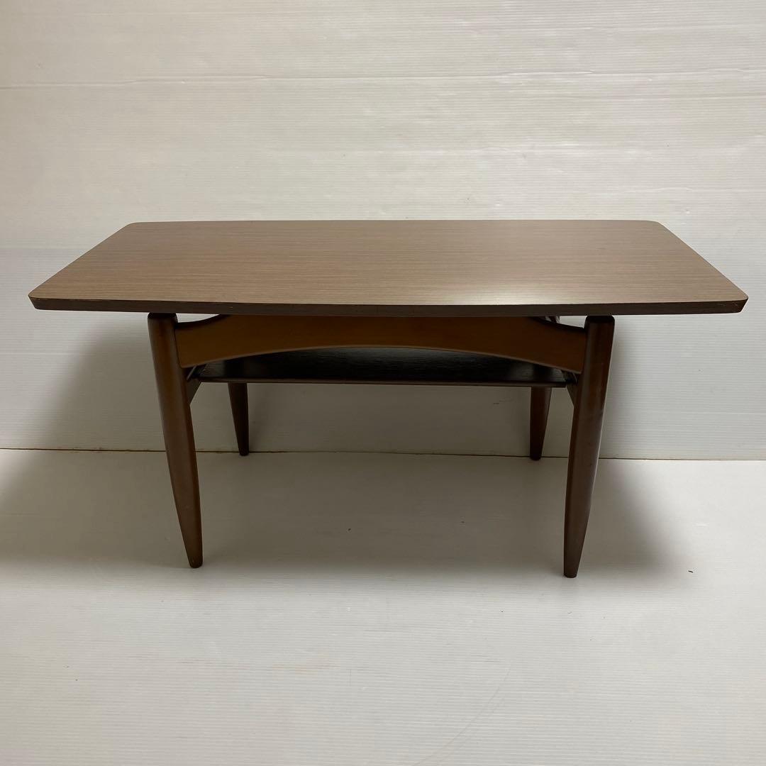 昭和レトロ コーヒーテーブル センターテーブル 応接テーブル 木製 棚付き 希少