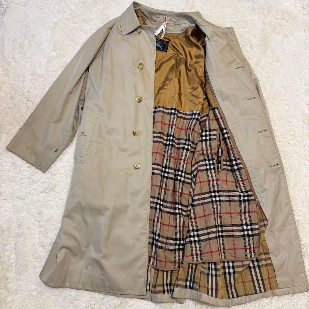 バーバリー　ステンカラーコート　ライナー付　裏ノバチェック 大きめ　XL