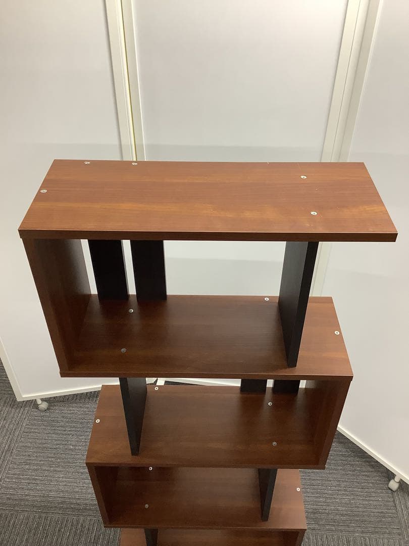 【引取限定】木製ジグザグラック オープンラック オープンシェルフ大