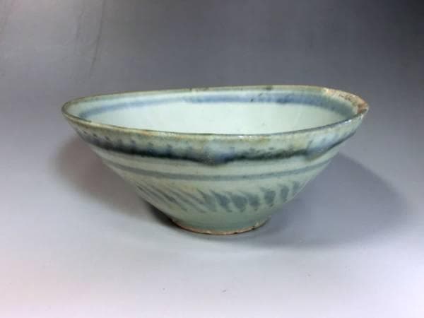 碗■安南染付 歪み茶碗 古い平鉢 酒器 古玩 唐物 中国 古美術 時代物 骨董■