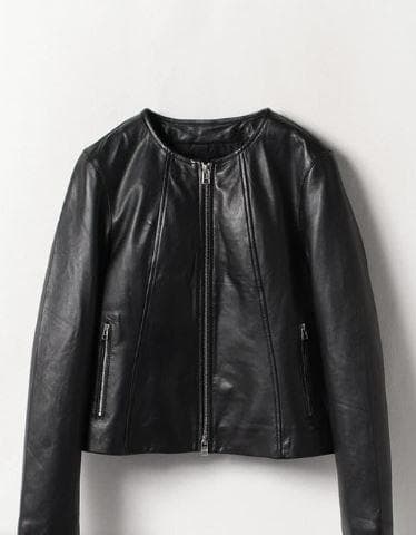 値下げ！【allureville】レザークルーネックブルゾン　サイズ1