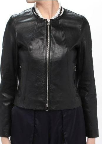 値下げ！【allureville】レザークルーネックブルゾン　サイズ1