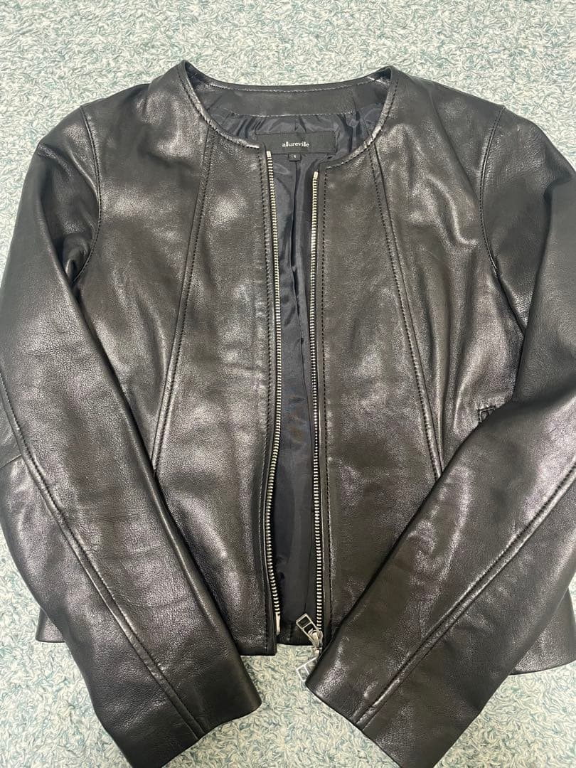 値下げ！【allureville】レザークルーネックブルゾン　サイズ1