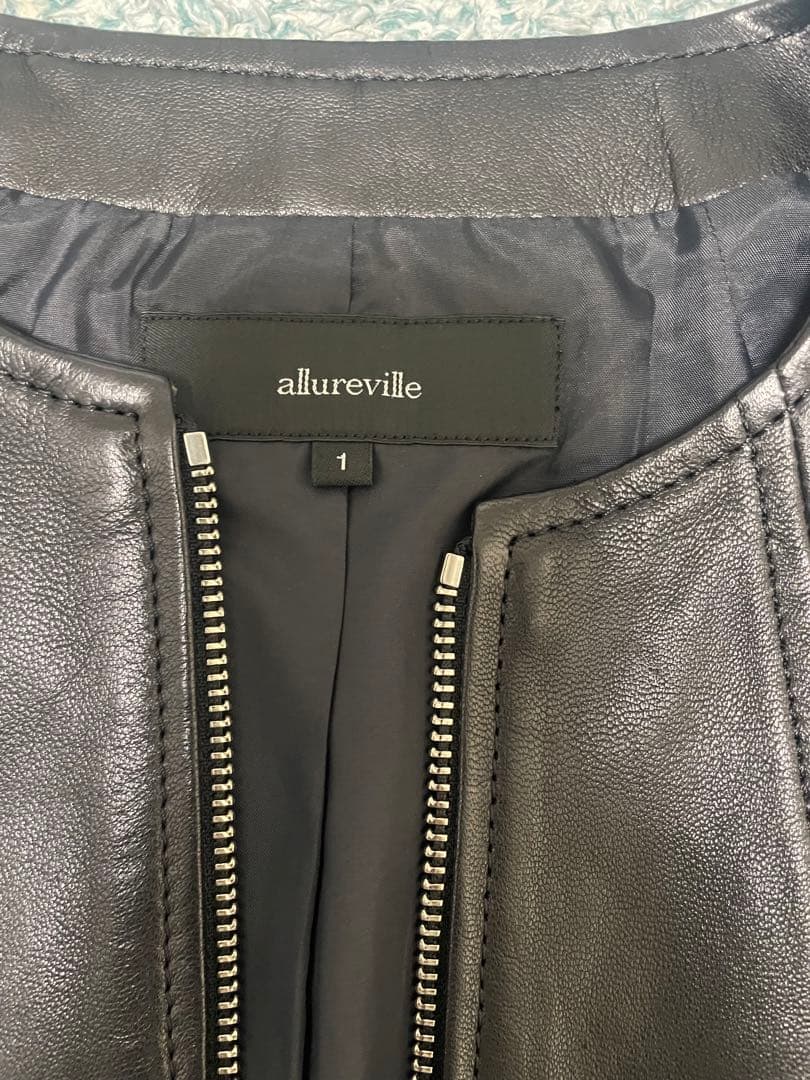 値下げ！【allureville】レザークルーネックブルゾン　サイズ1