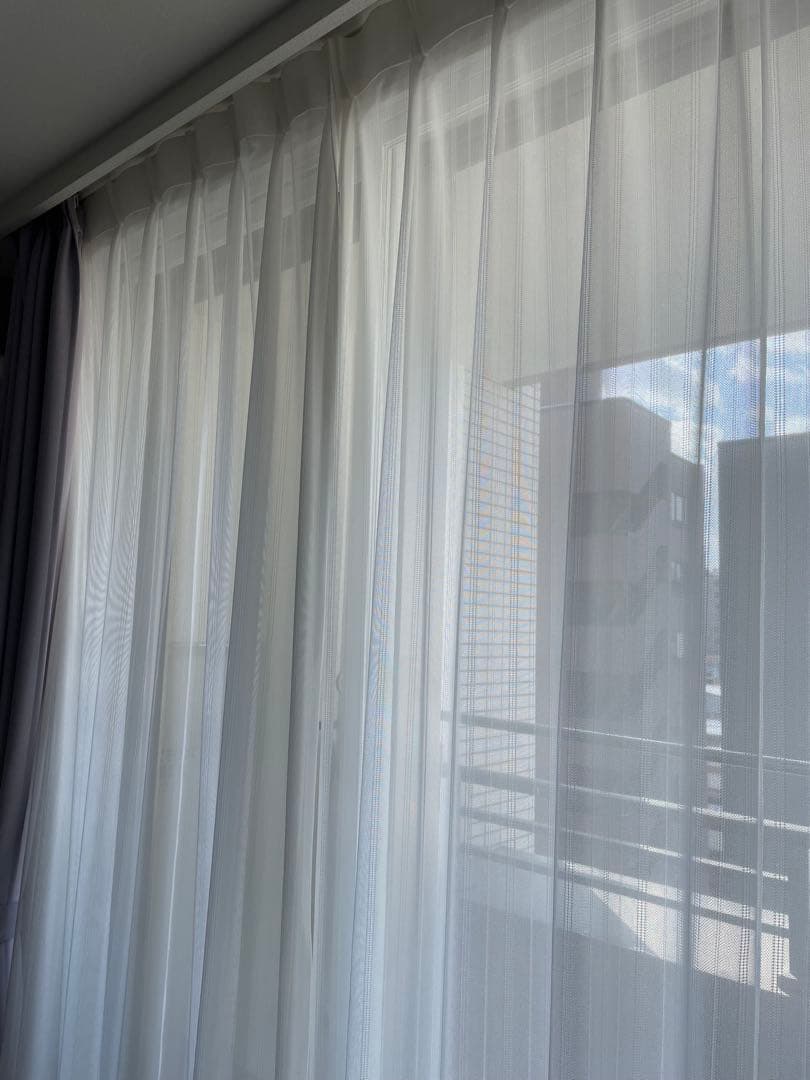 1級遮光カーテン1.5倍ヒダ形状記憶加工付きレースカーテン付220x248cm