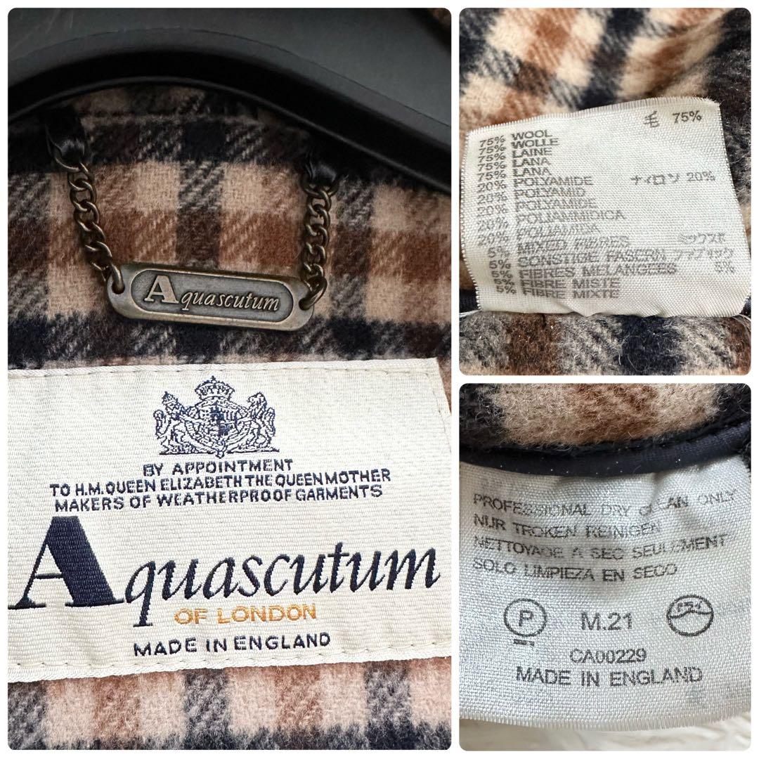 アクアスキュータム 大きいサイズXL ウールロングダッフルコート ネイビー