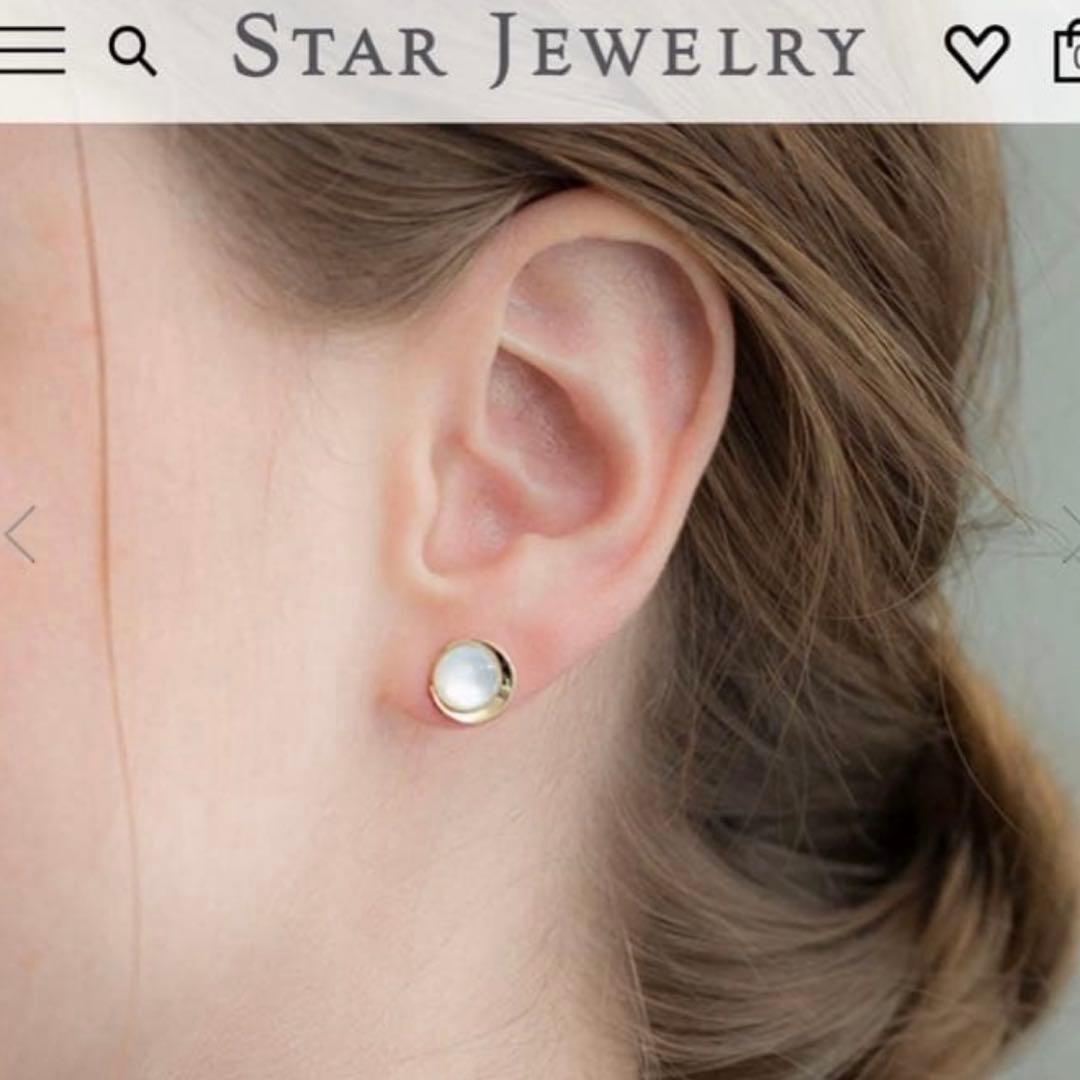 スタージュエリー k10 ムーン セッティング　ピアス　オパール