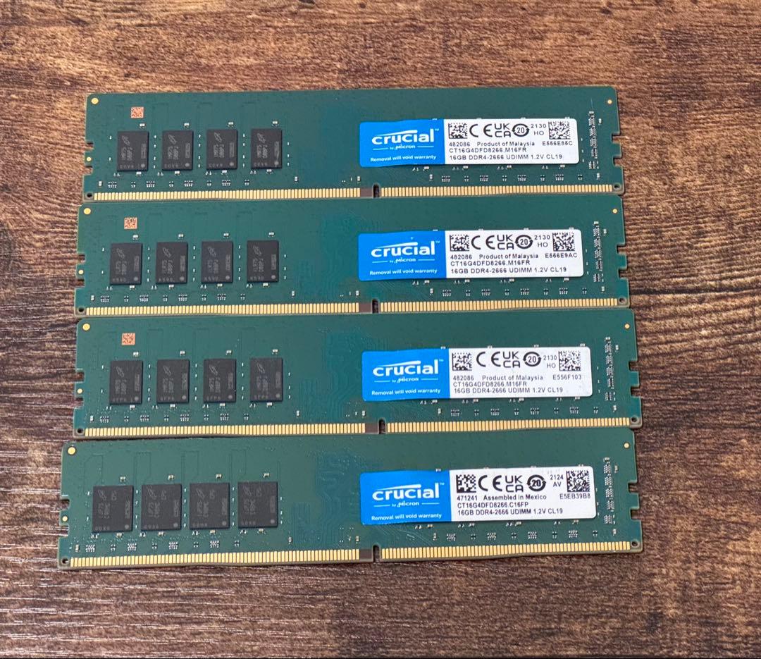 Crucial DDR4-2666 CL19 64GB(16GBx4枚)