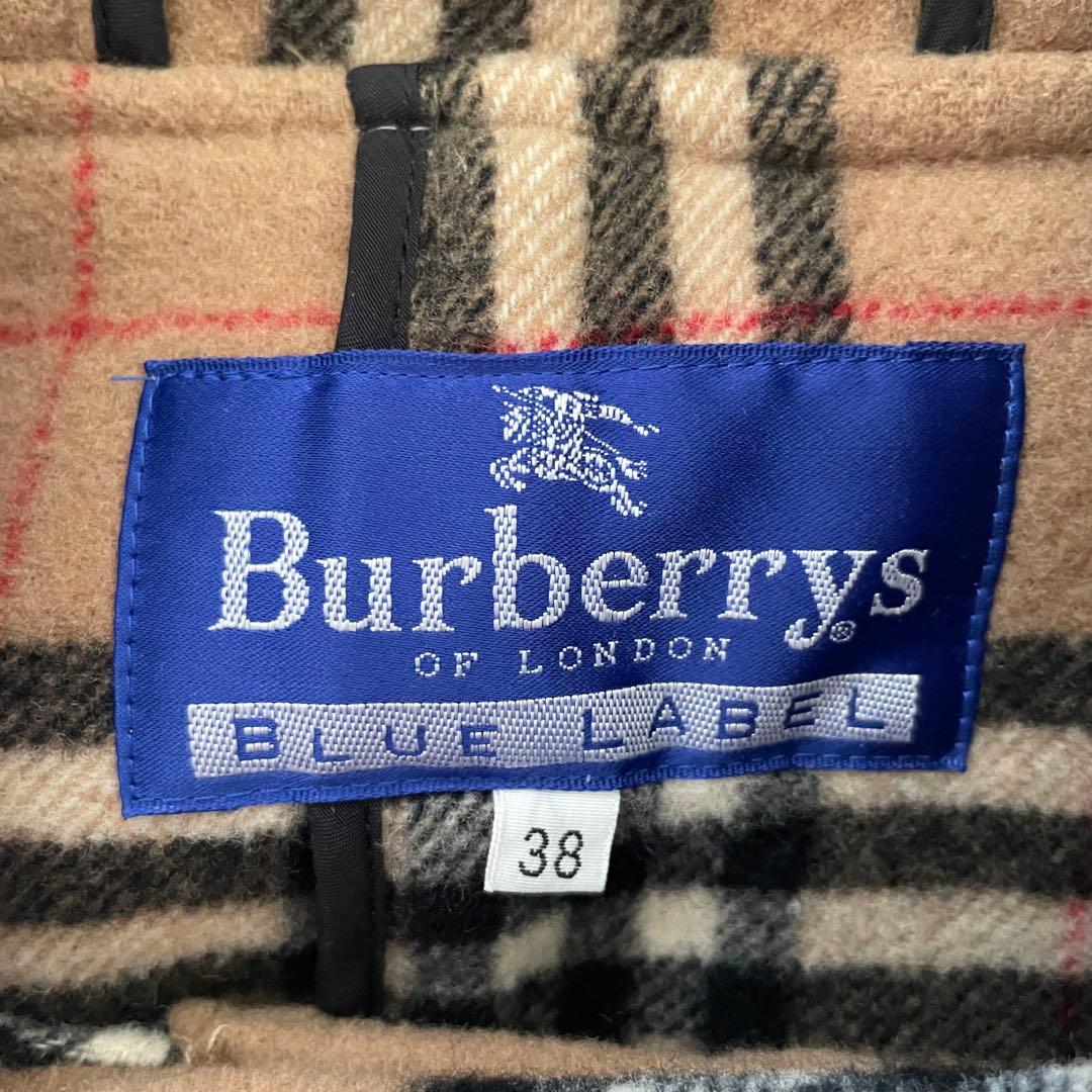 BURBERRY BLUE LABEL チェック ロングダッフルコート キャメル