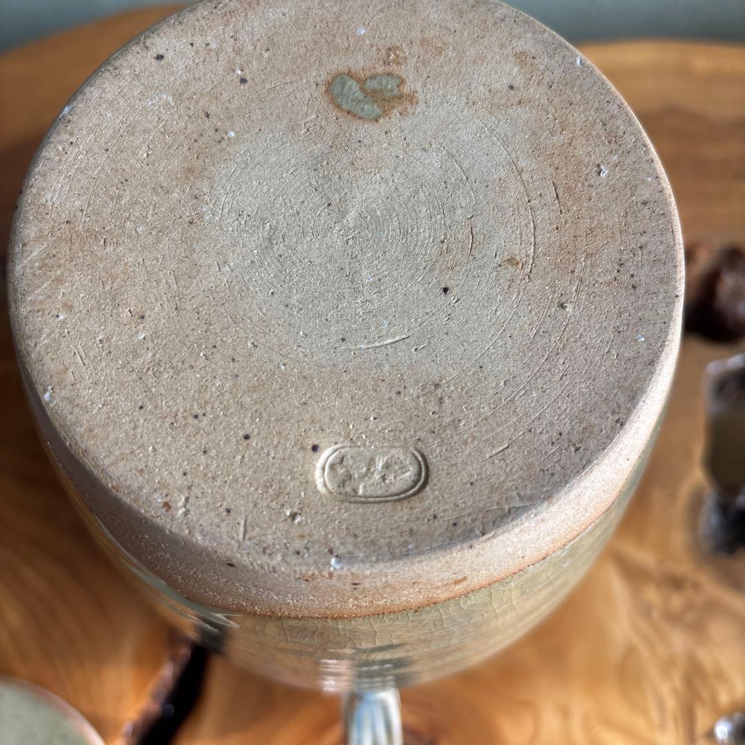 膳所焼 岩崎新定 陽炎園造水指 茶道具 共箱