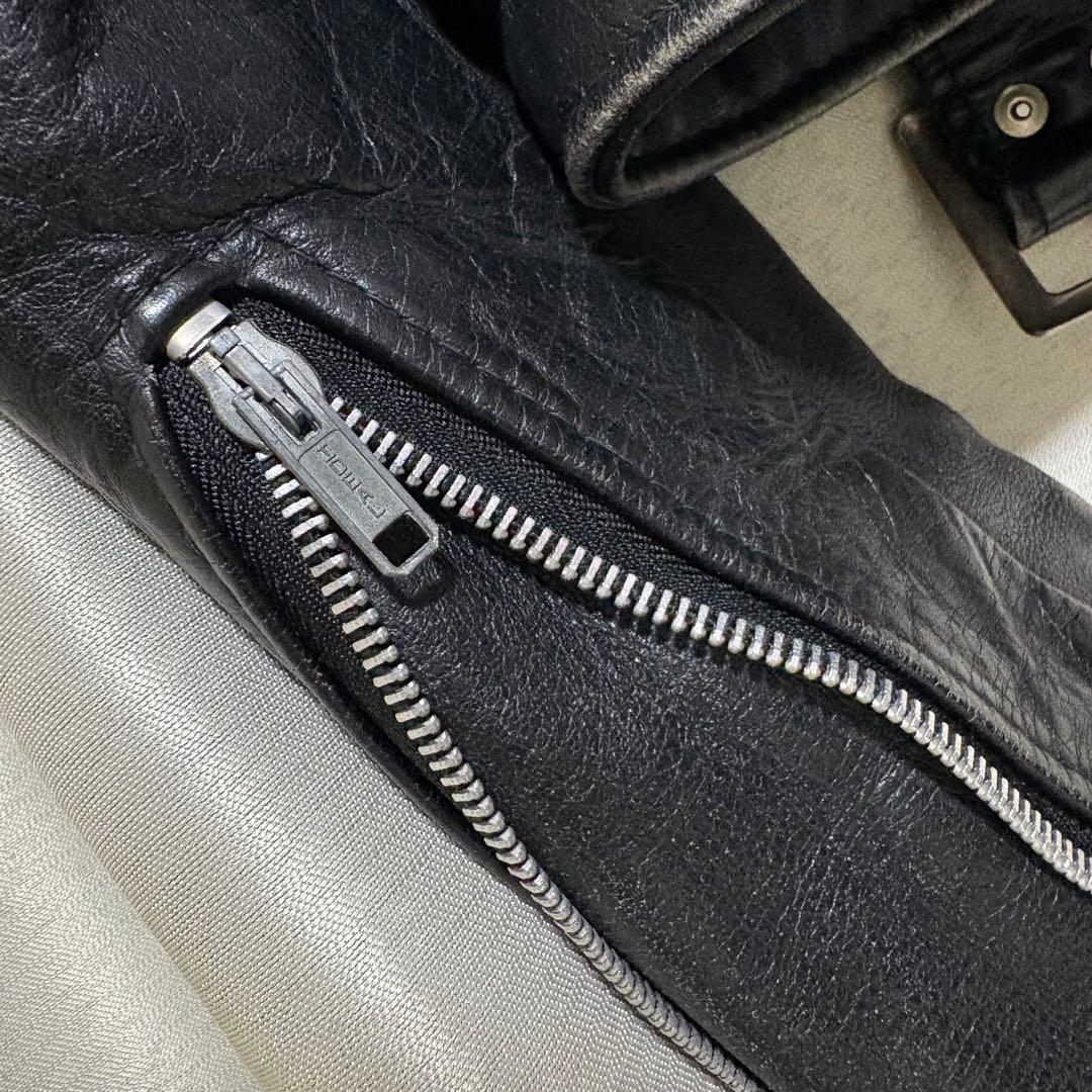 【牛タグ移行期】80s Schott 618希少シ ボ革個体 ライダース 34