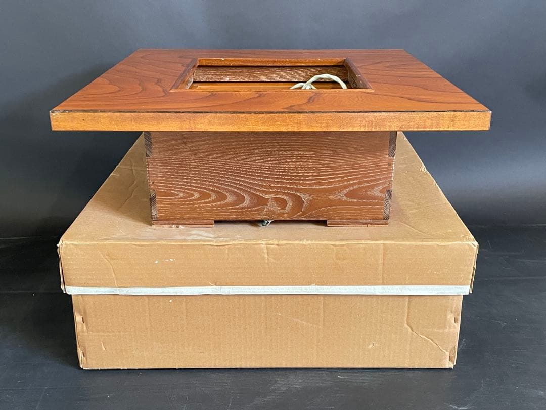 【美品】「母」 置炉 テーブル付 電熱 紙箱 茶道具 和室 レトロ(213F④)