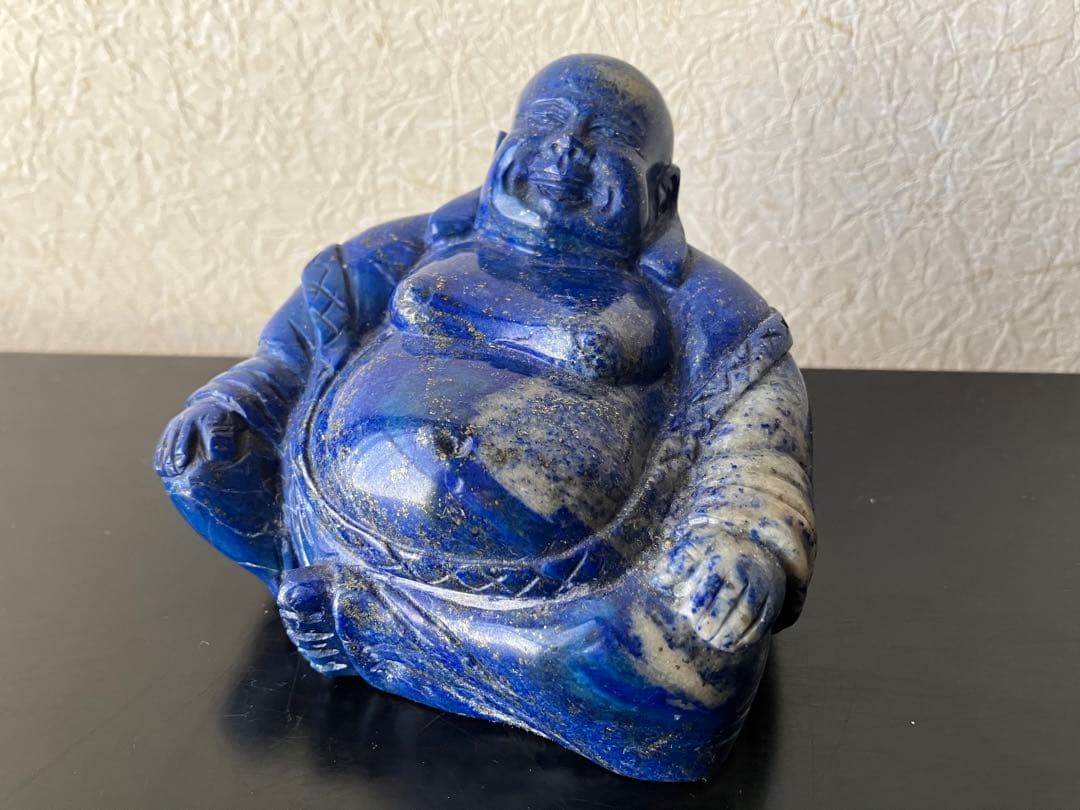 ラピスラズリ 布袋様　彫刻像　七福神