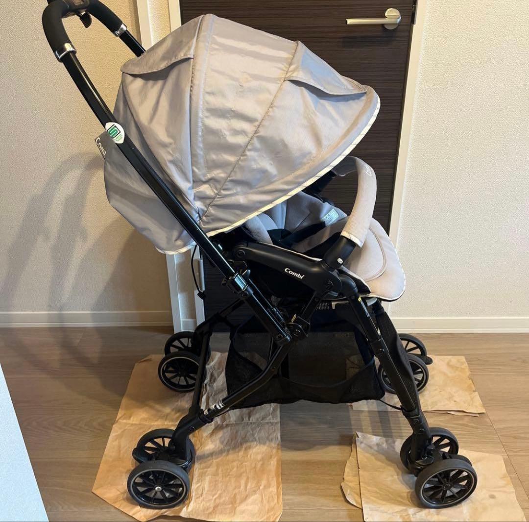 【美品】コンビ スゴカル 4キャス エアー エッグショック HK ライトグレー