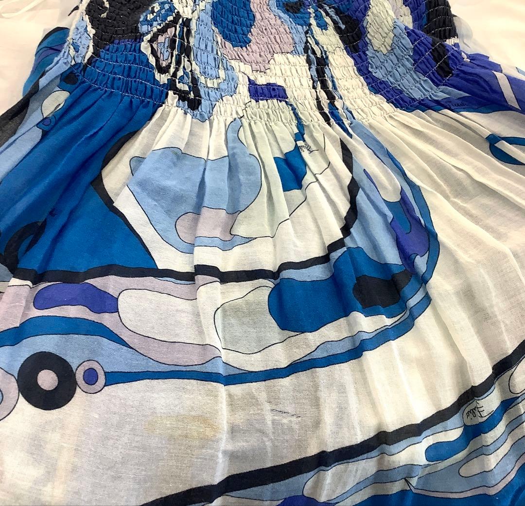 EMILIO PUCCI ティアードマキシスカート　ミディドレス　ブルー系
