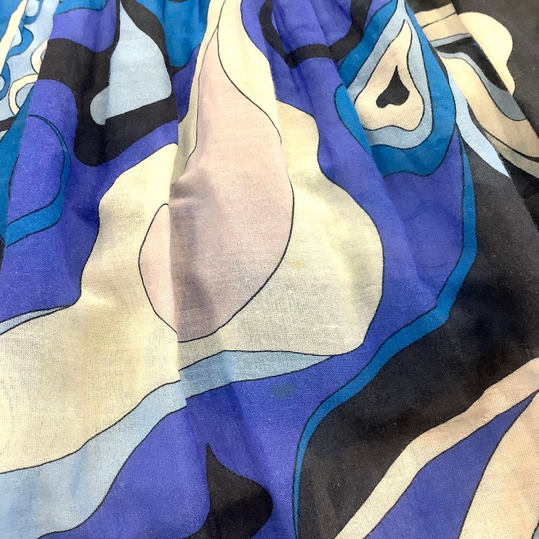 EMILIO PUCCI ティアードマキシスカート　ミディドレス　ブルー系