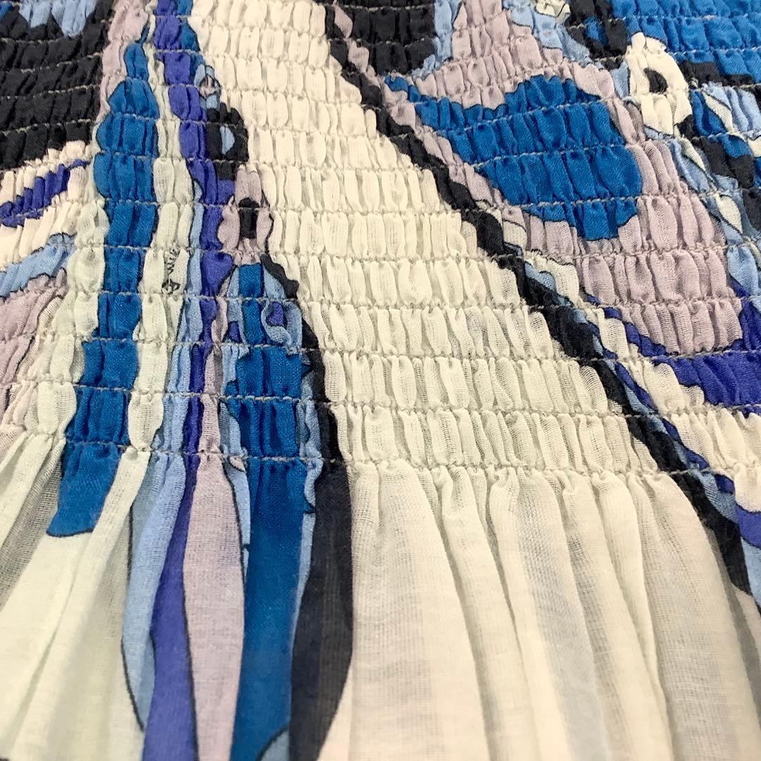 EMILIO PUCCI ティアードマキシスカート　ミディドレス　ブルー系