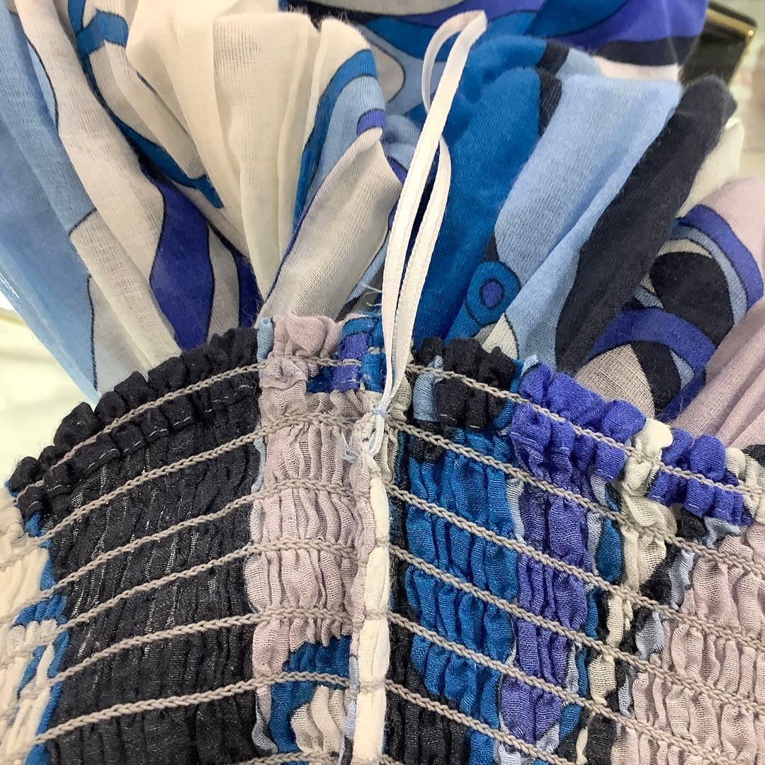 EMILIO PUCCI ティアードマキシスカート　ミディドレス　ブルー系