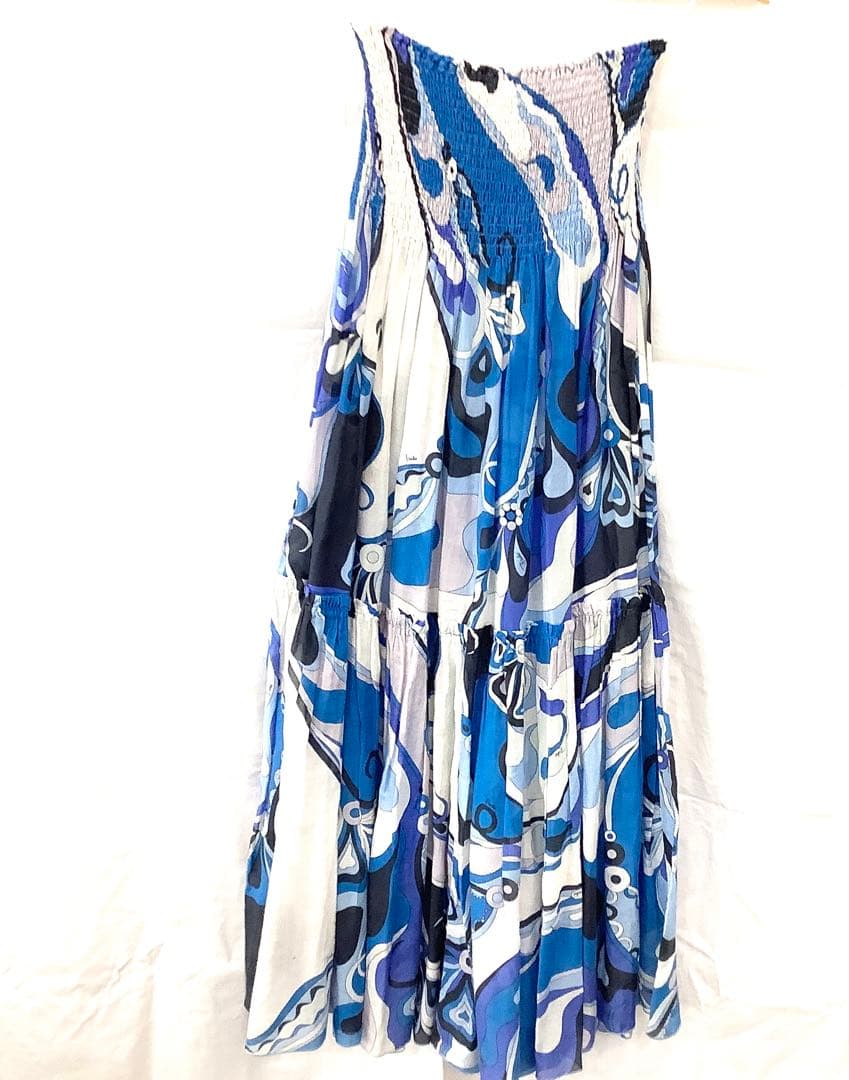 EMILIO PUCCI ティアードマキシスカート　ミディドレス　ブルー系