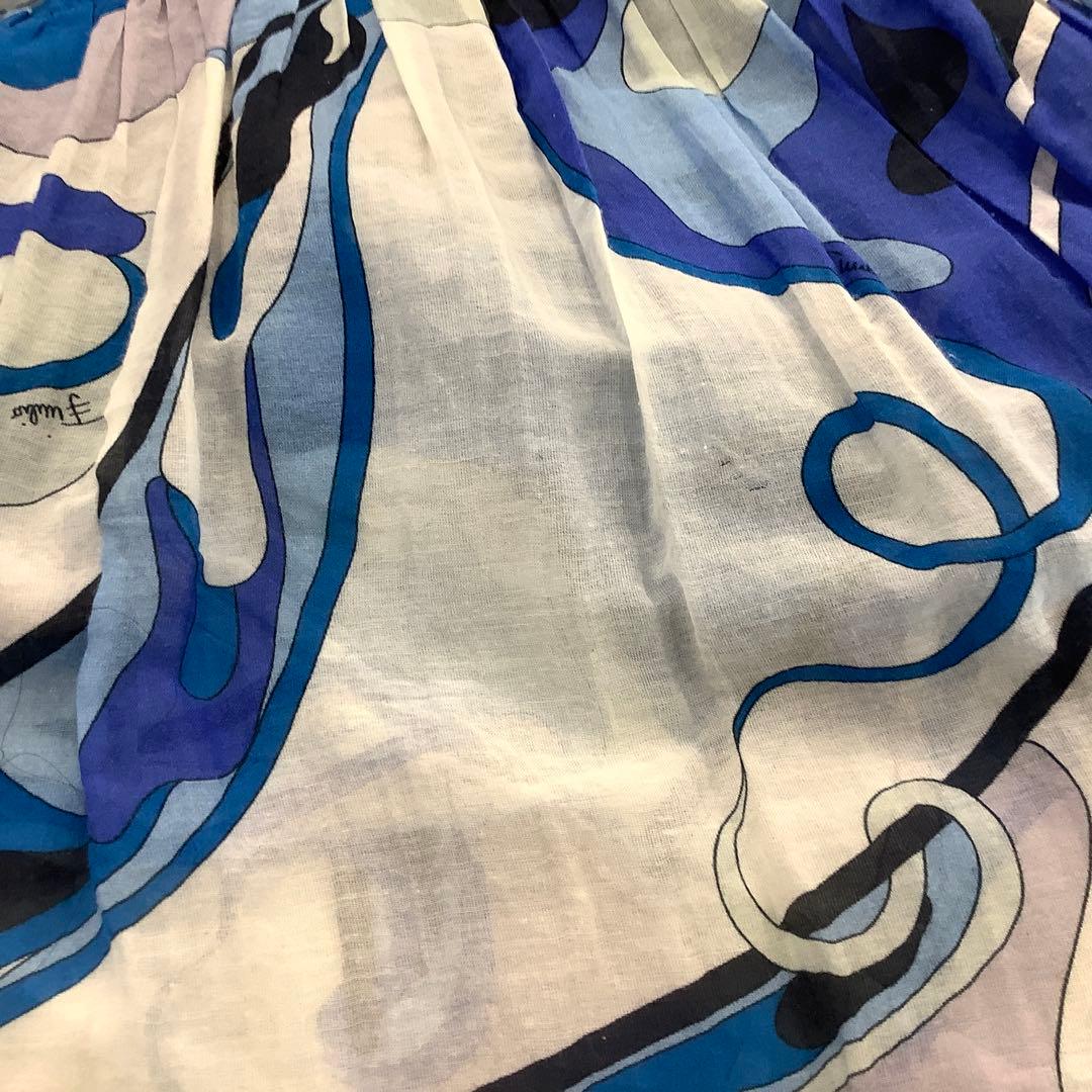 EMILIO PUCCI ティアードマキシスカート　ミディドレス　ブルー系