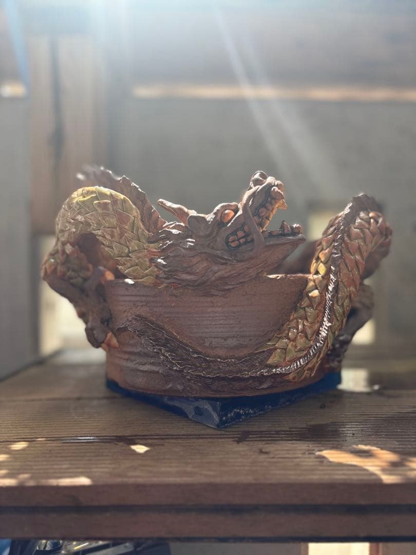 盆栽鉢　作家鉢　龍　浮彫　入手困難
