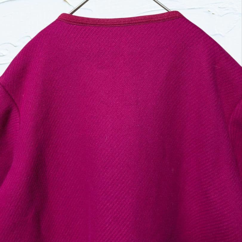 ❤新品❤AS KNOW AS大きいサイズ15号ウール混 丸首ジップコート濃ピンク