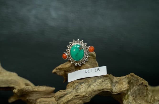 【週末限定セール】インディアンリング ターコイズ 赤珊瑚 925シルバー12号