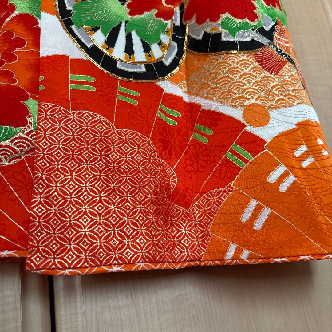 七五三　7歳女の子 着物＆帯＆帯締め＆草履＆バッグ　セット　中古品