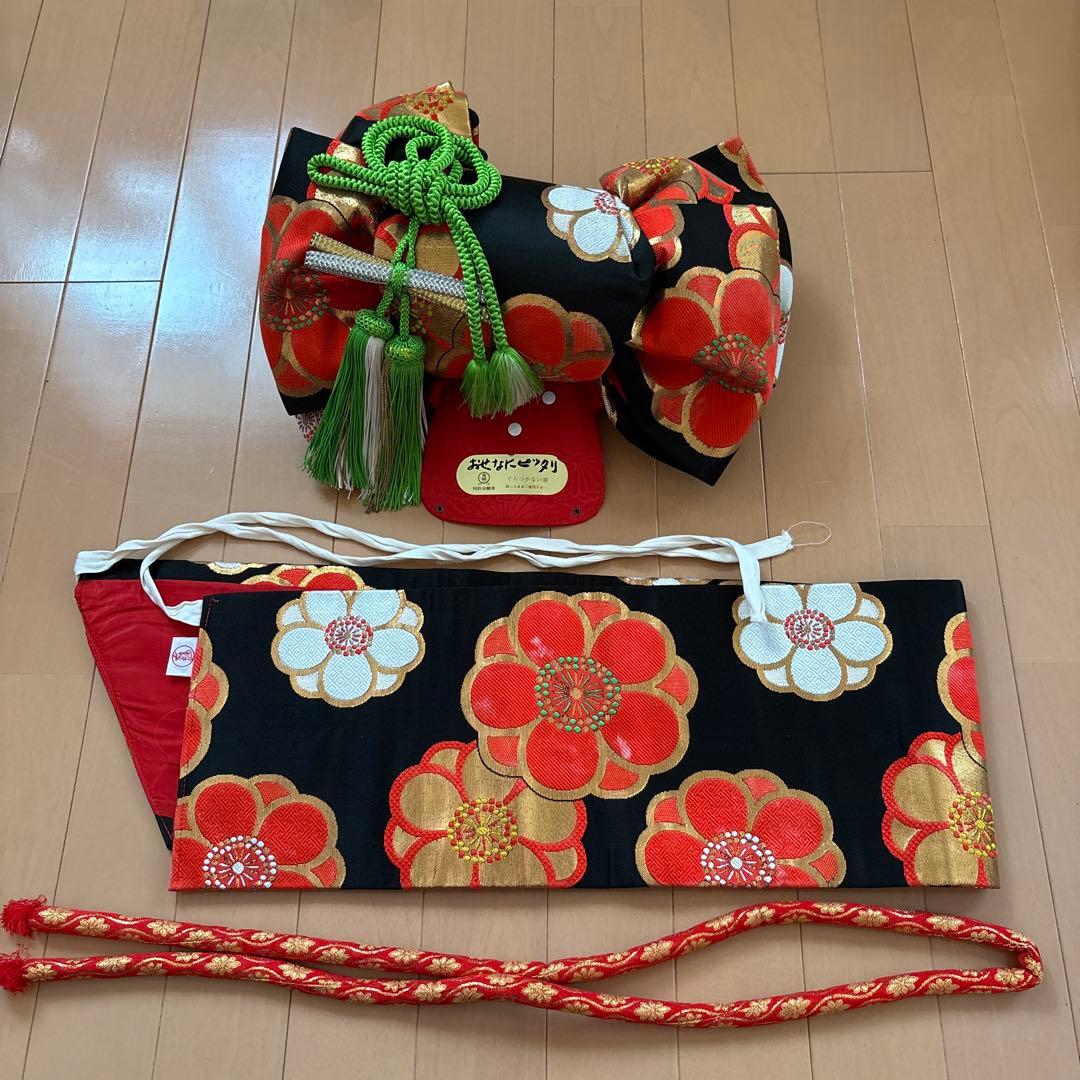 七五三　7歳女の子 着物＆帯＆帯締め＆草履＆バッグ　セット　中古品