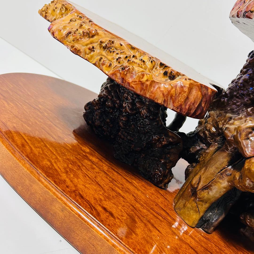 【超希少】本花梨瘤 玉杢 二段飾り台 花台 オブジェ 置物棚 飾棚 盆栽台