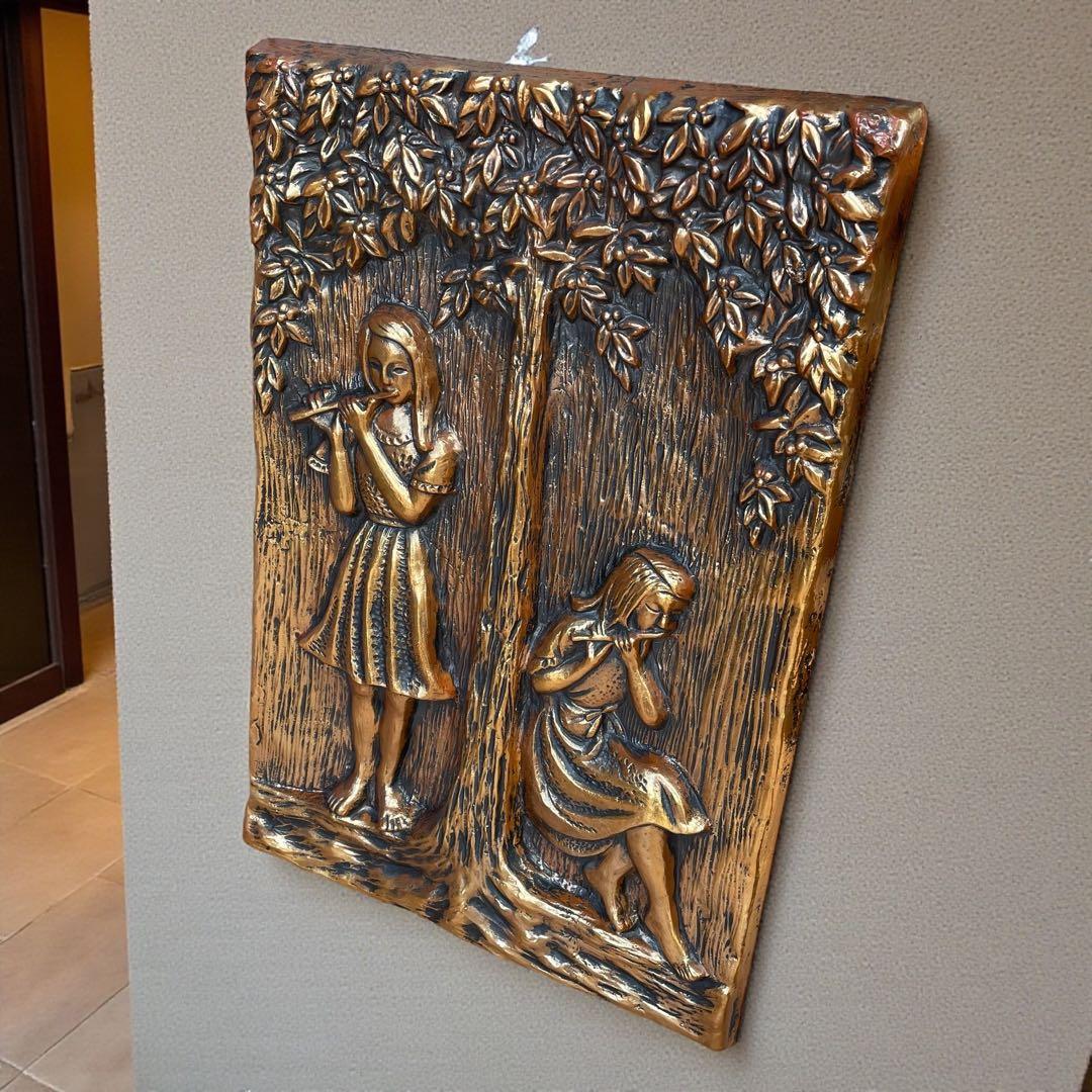 90s Vintage【アンティーク】銅板✨絵画　レリーフ/立体　アート　壁飾り