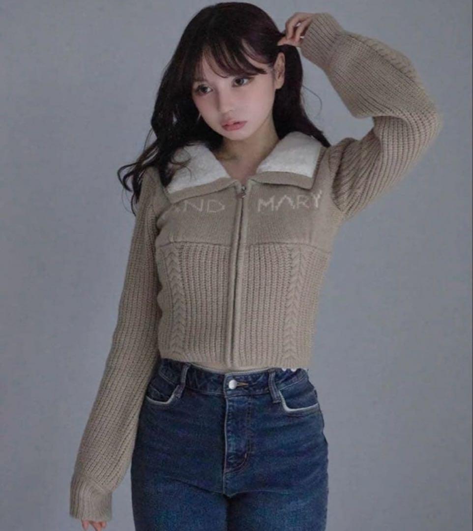 トップス andmary Mary logo zip tops