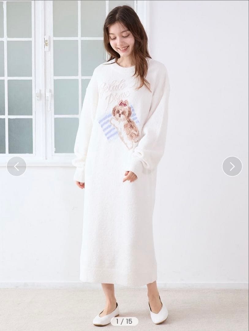 値下げ〜11/16 新品未使用ジェラートピケ シーズージャガードワンピースブルー