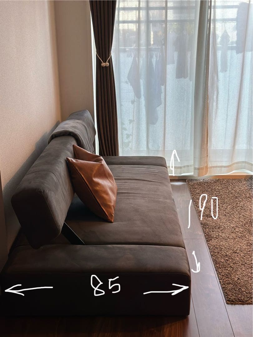 【111high】グレー3人掛けソファ