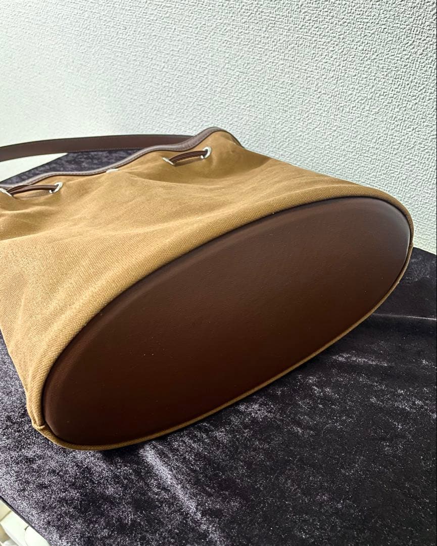 ブラウン キャンバス地　トートバッグ　ショルダーバッグ　コキーユ