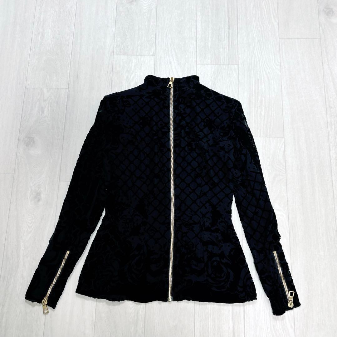 【新品】BALMAIN× コラボ シルク混　トップス 黒 ジップ