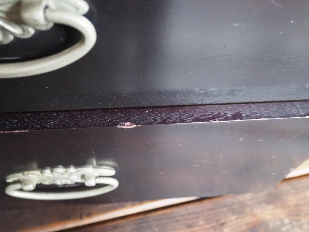 鏡台　鏡付き　引き出し　チェスト　小物入れ　黒漆