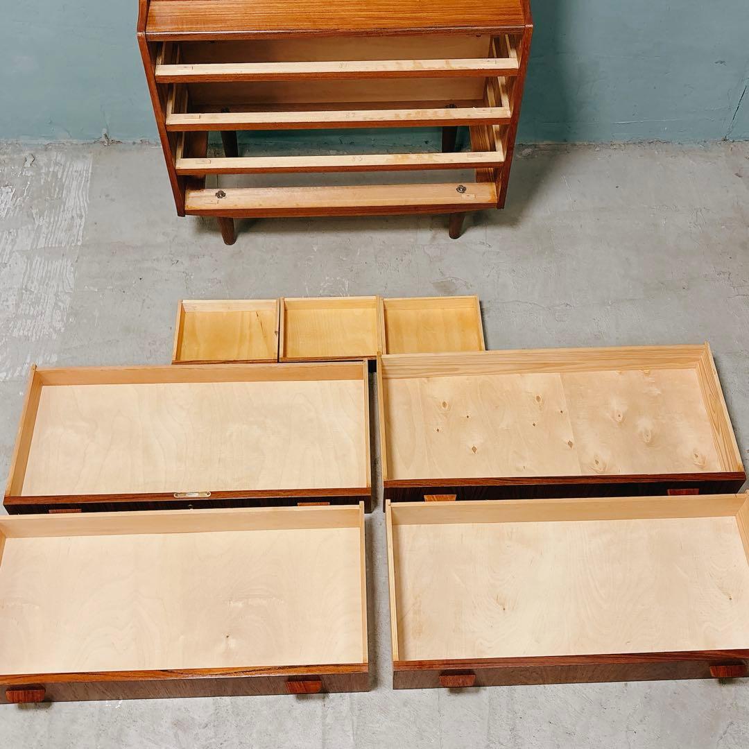 デンマーク　チーク材　ライティングビューロー　北欧家具　北欧ビンテージ