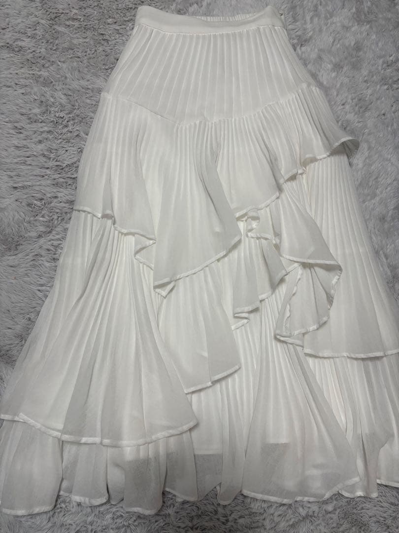 snidel スナイデル プリーツティアードスカート 0 ホワイト