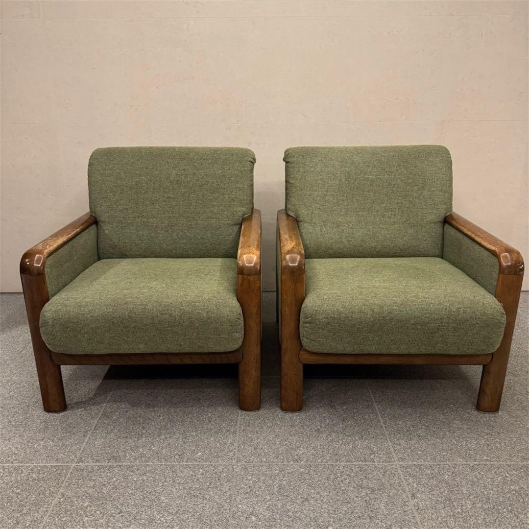 オールドカリモク パネルアーム 1人掛けソファ ①