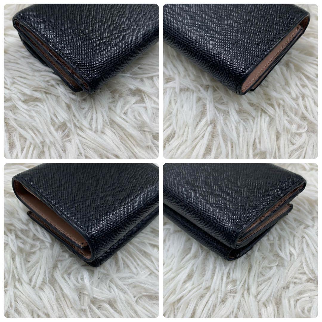 【✨美品✨】プラダ 三つ折り財布 リボン サフィアーノ ブラック